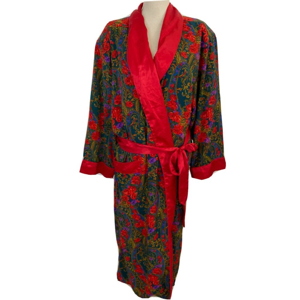 Vintage VICTORIAS SECRET GOLD LABEL Roses Long Robe L